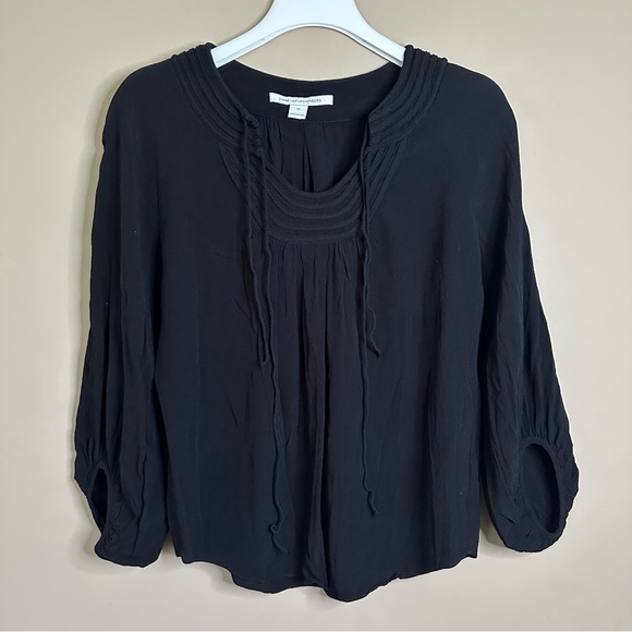 Diane Von Furstenberg Tops - Diane von Furstenberg Black Peasant Top Women 10 Balloon 3/4 Sleeve Old Money